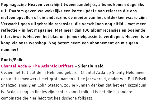 Chantal Acda & The Atlantic Drifters Album review Heaven