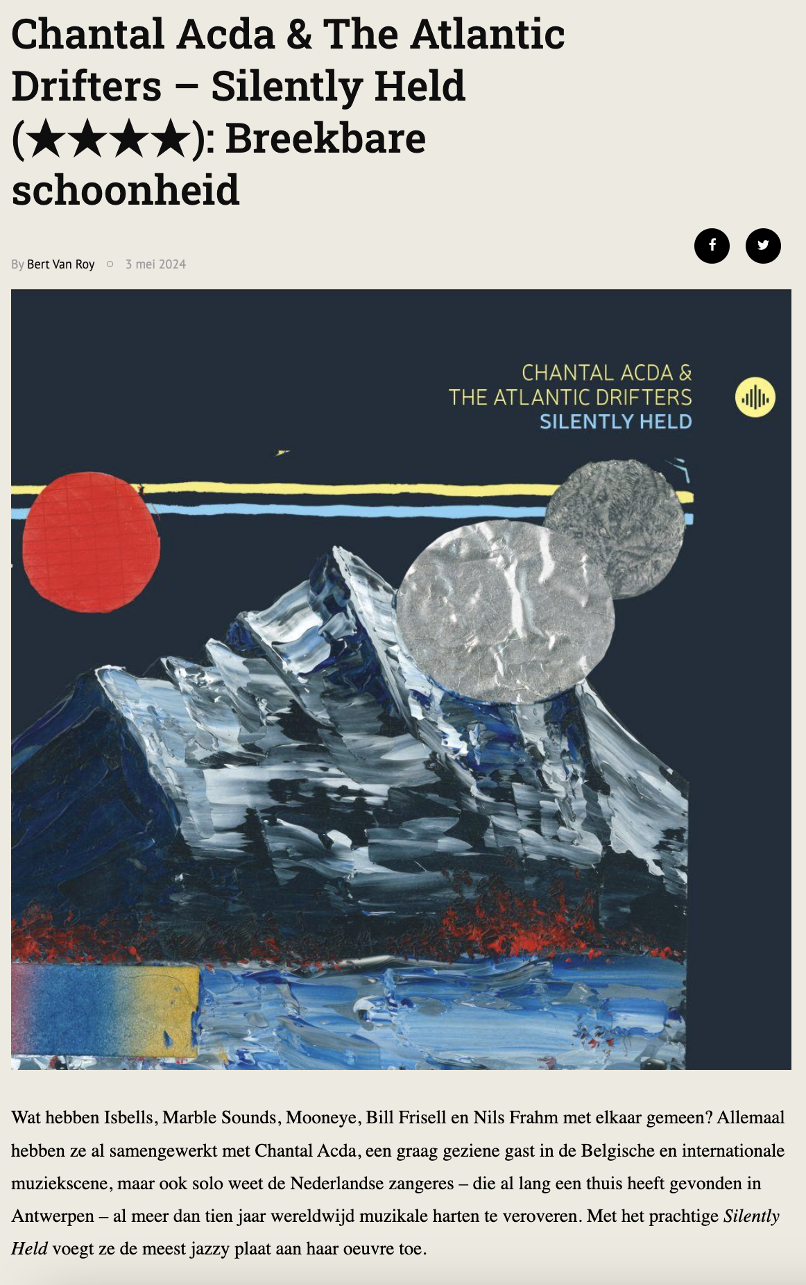 Chantal Acda & The Atlantic Drifters Silently Held album review Dansende Beren