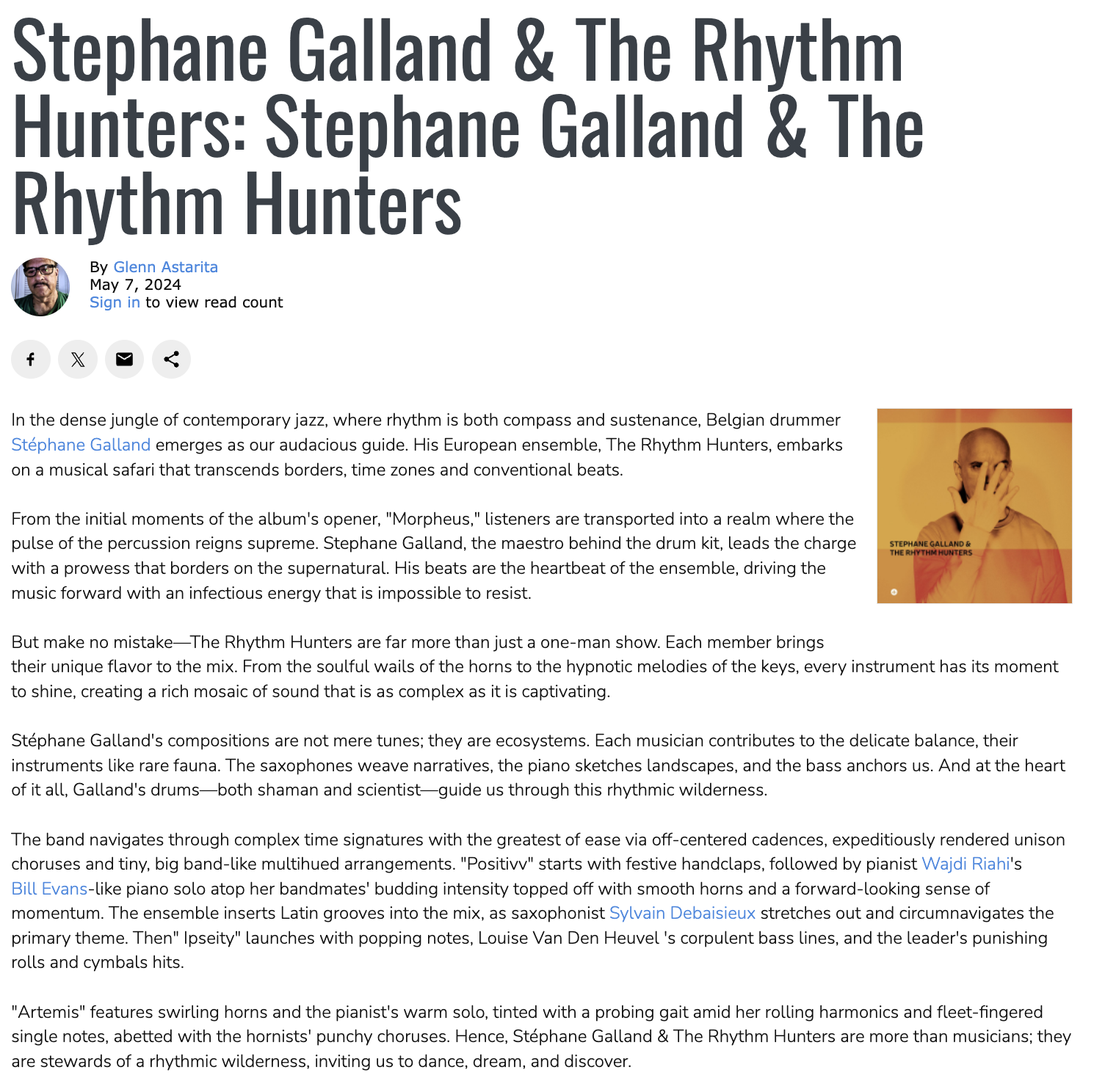 Stéphane Galland & The Rhythm Hunters album review All About Jazz