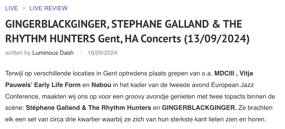 GingerBlackGinger live review Luminous Dash Ha Concerts EJC