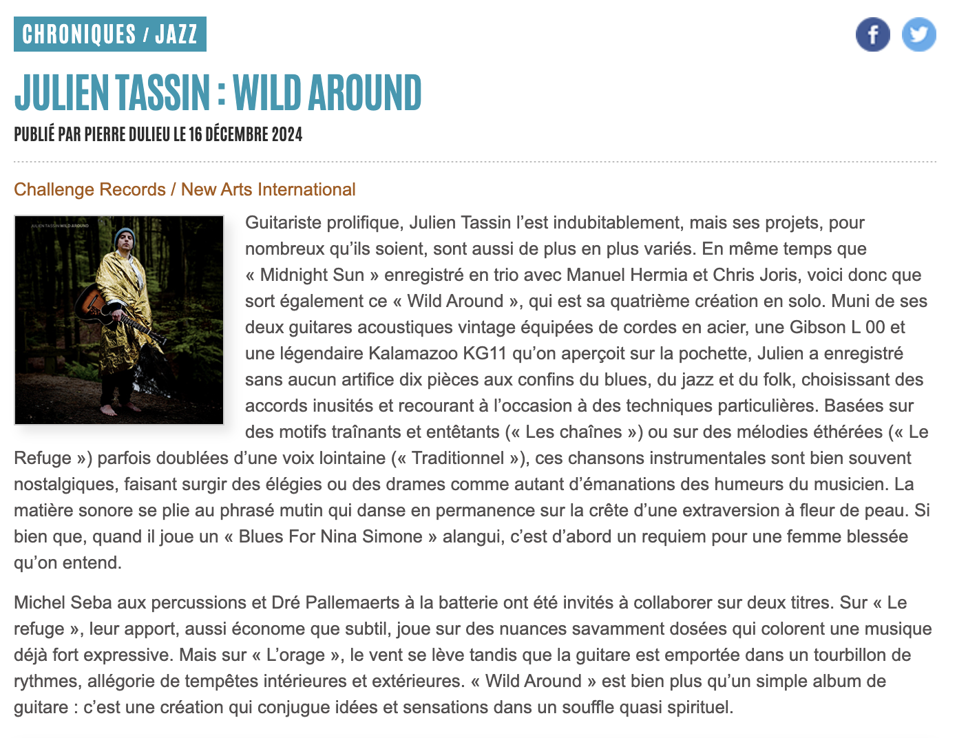 Jazzmania album review Julien Tassin Wild Around