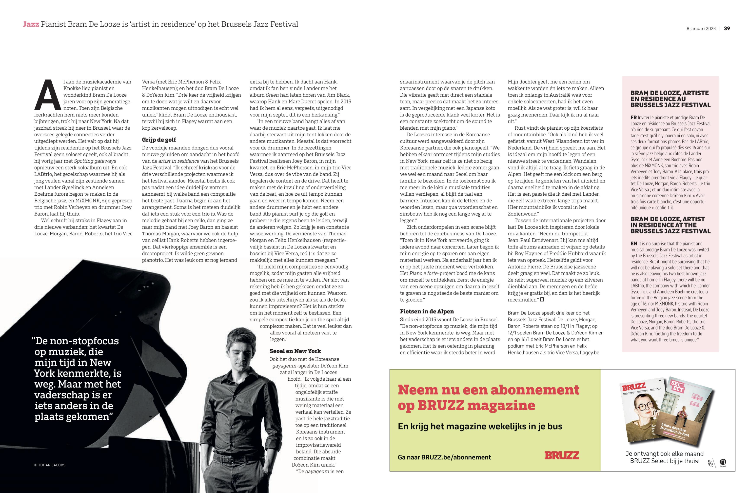 BRUZZ interview Bram De Looze Brussels Jazz Festival