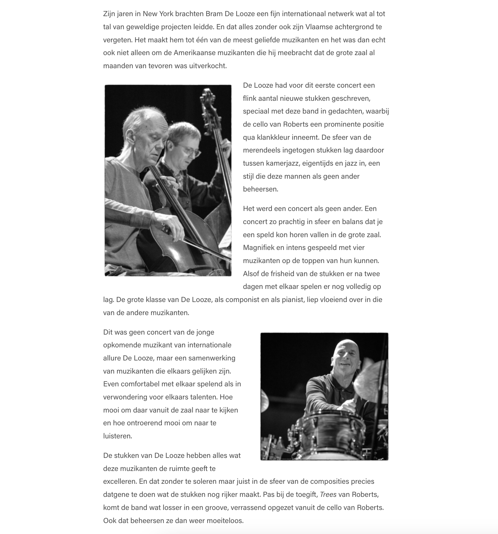 Bram De Looze Brussels Jazz Festival De Looze-Baron-Morgan-Roberts Review Written in Music