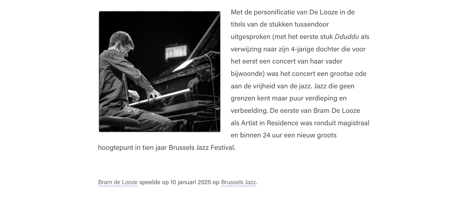 Bram De Looze Brussels Jazz Festival De Looze-Baron-Morgan-Roberts Review Written in Music