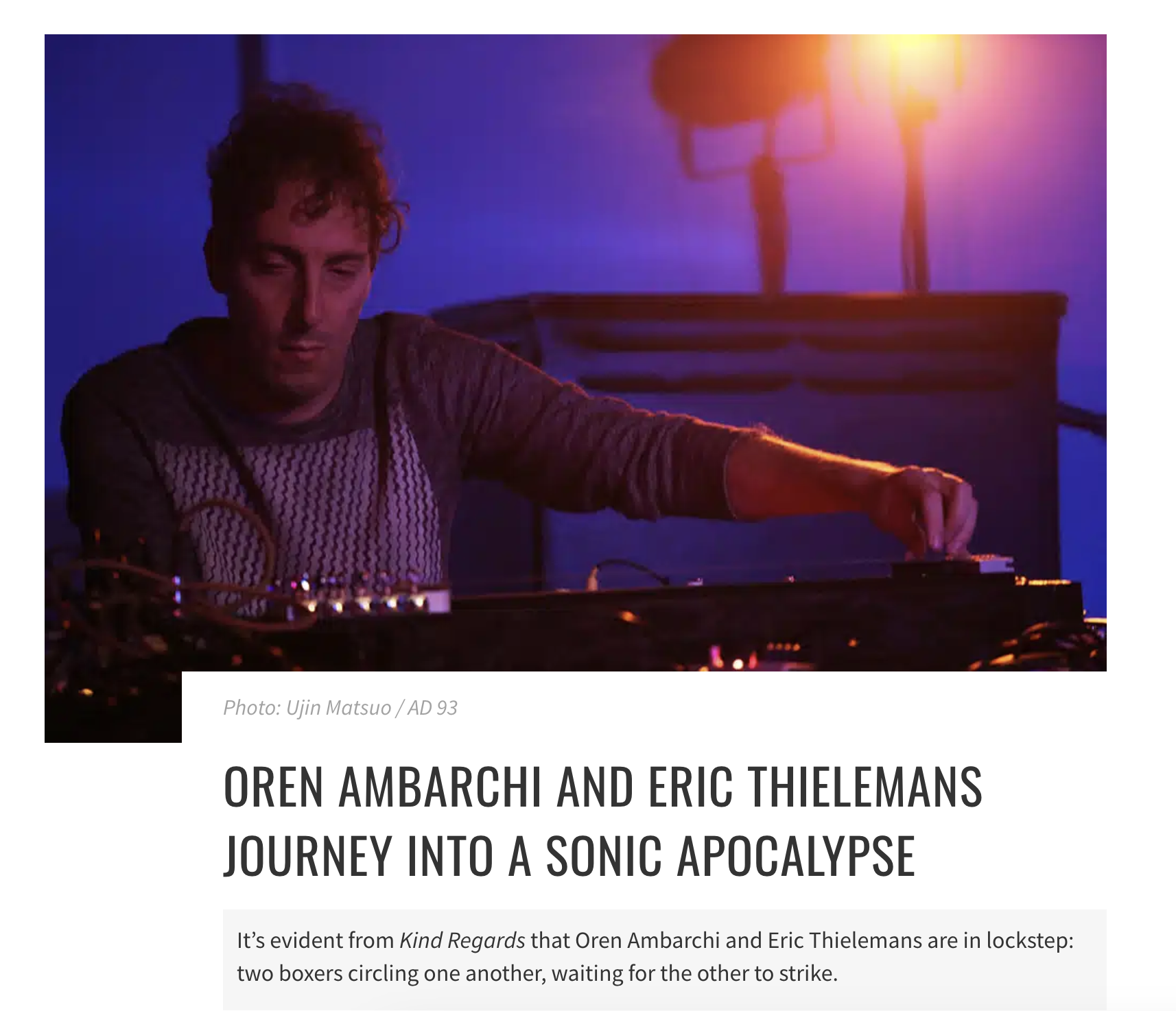 Pop Matters Oren Ambarchi Eric Thielemans Kind Regards album review