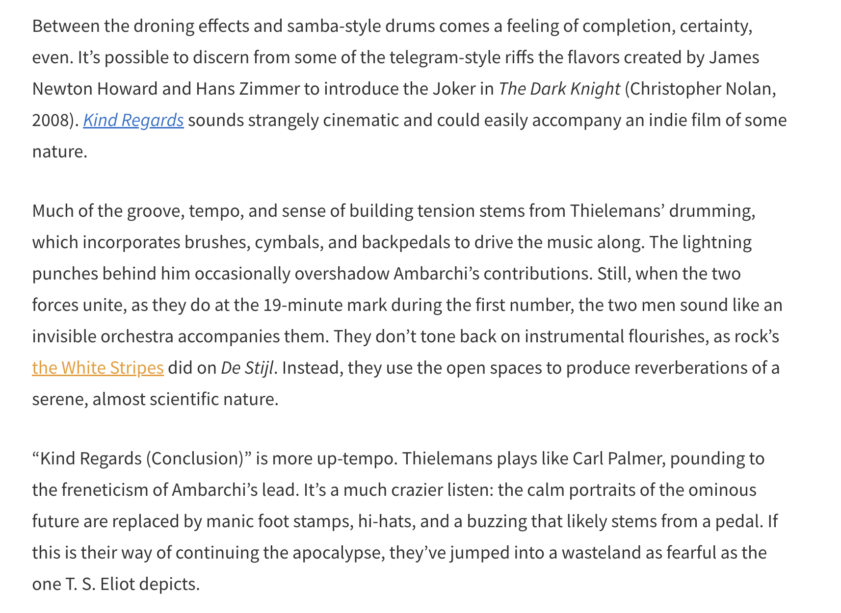 Pop Matters Oren Ambarchi Eric Thielemans Kind Regards album review