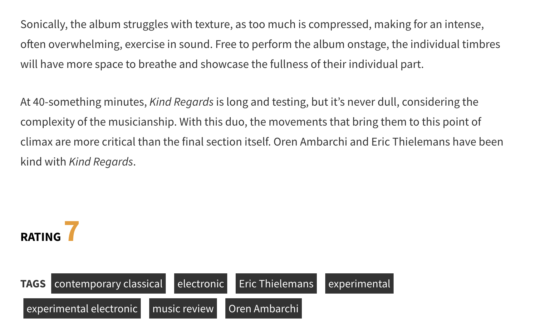 Pop Matters Oren Ambarchi Eric Thielemans Kind Regards album review
