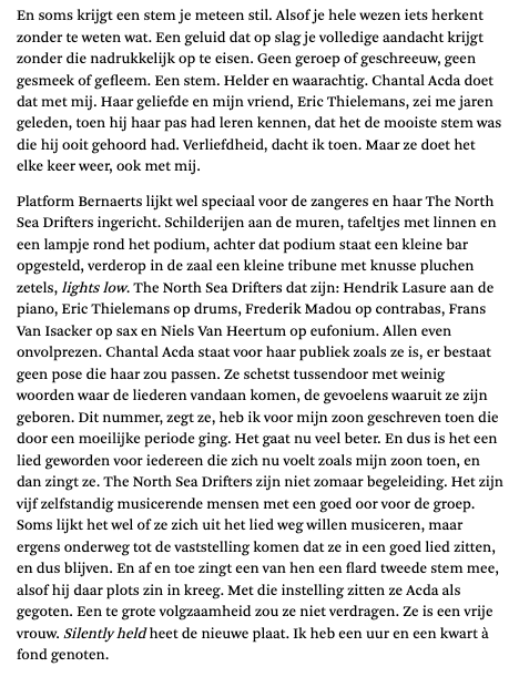 De Standaard Josse De Pauw Chantal Acda Bernaerts live review