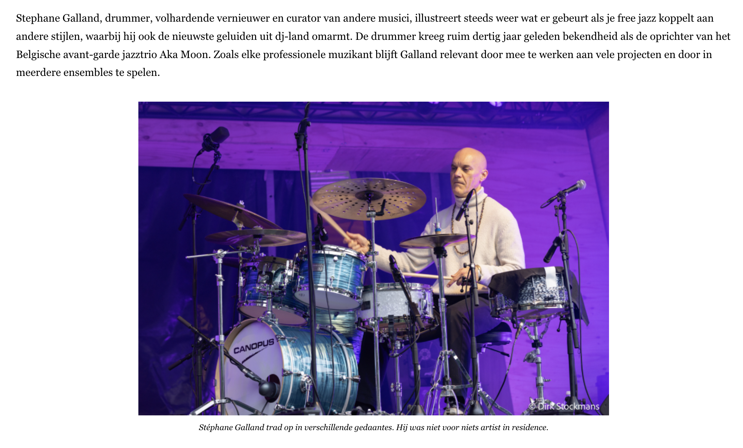 Jazznu Stéphane Galland artist in residence @ Jazz Middelheim