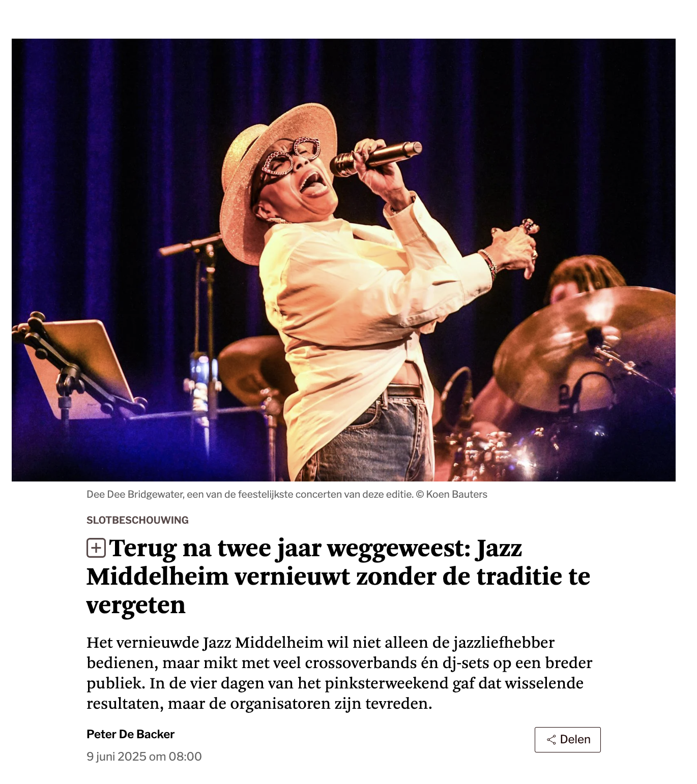De Standaard live review Jazz Middelheim Stéphane Galland
