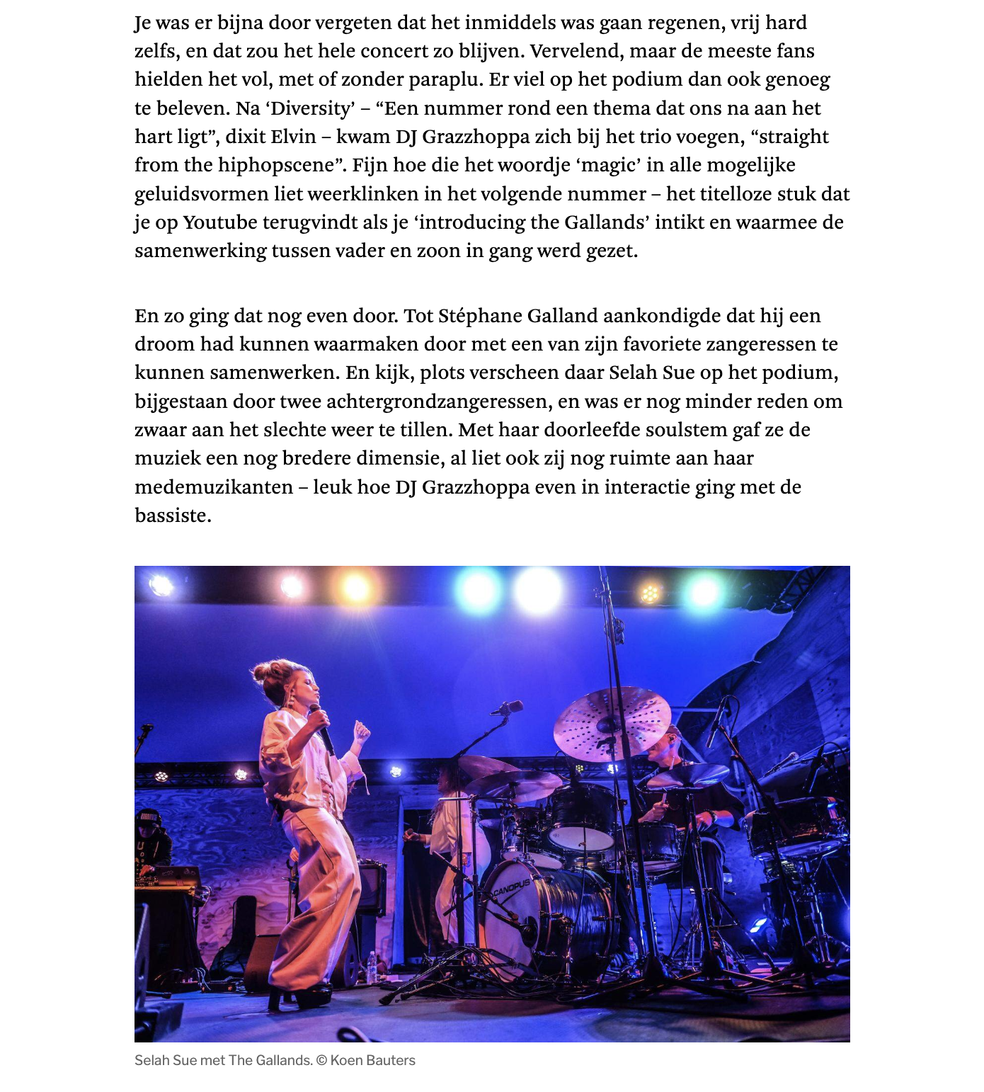 Elvin & Stéphane Galland - The Gallands live review de standaard Jazz Middelheim