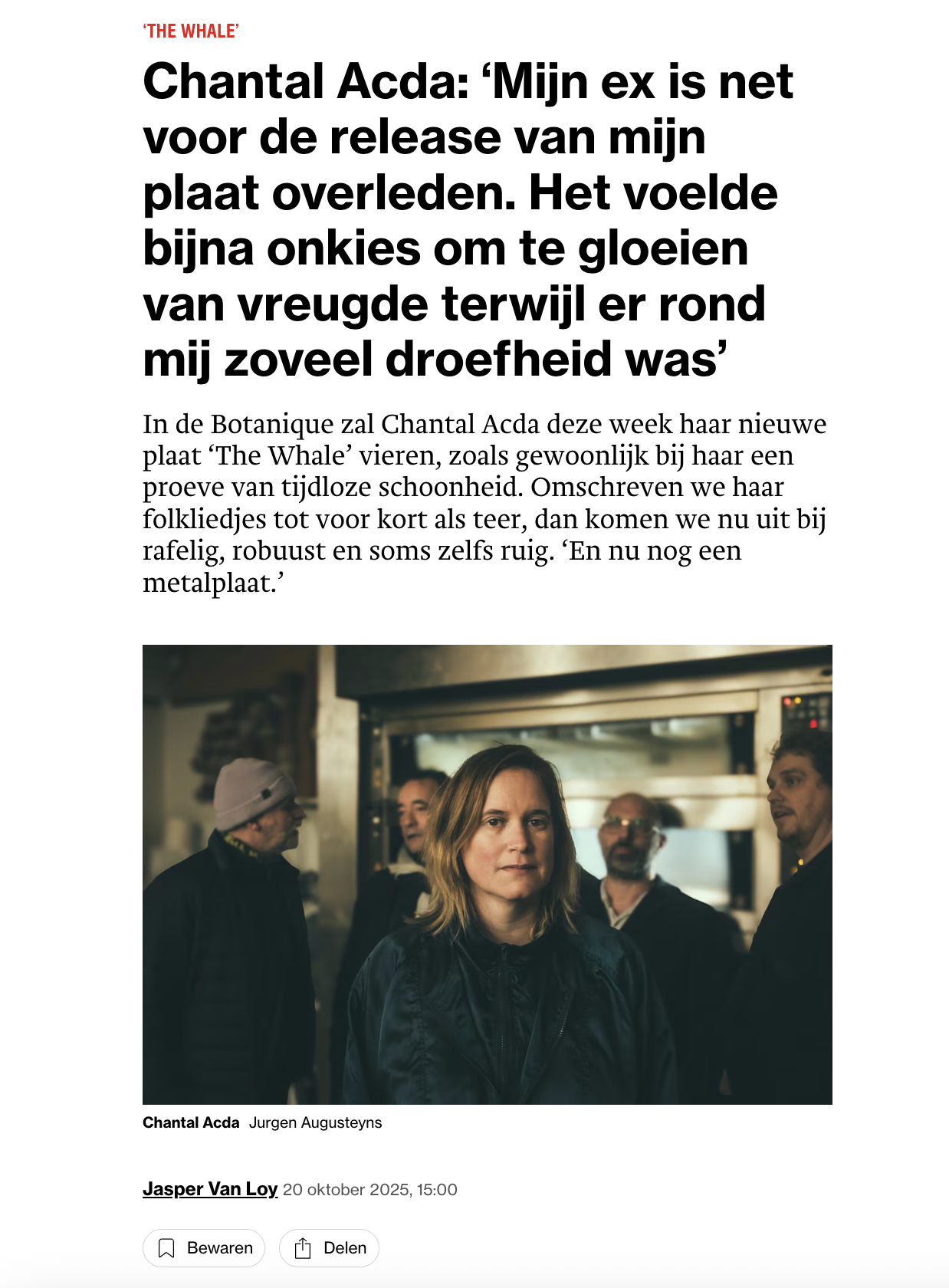 Chantal Acda The Whale interview Humo