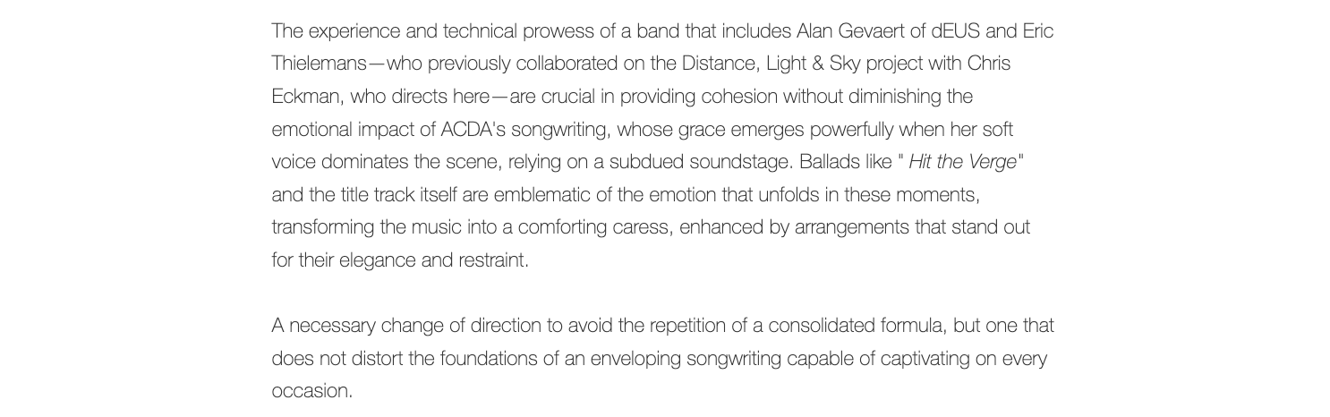 Chantal Acda The Whale Triste Sunset album review