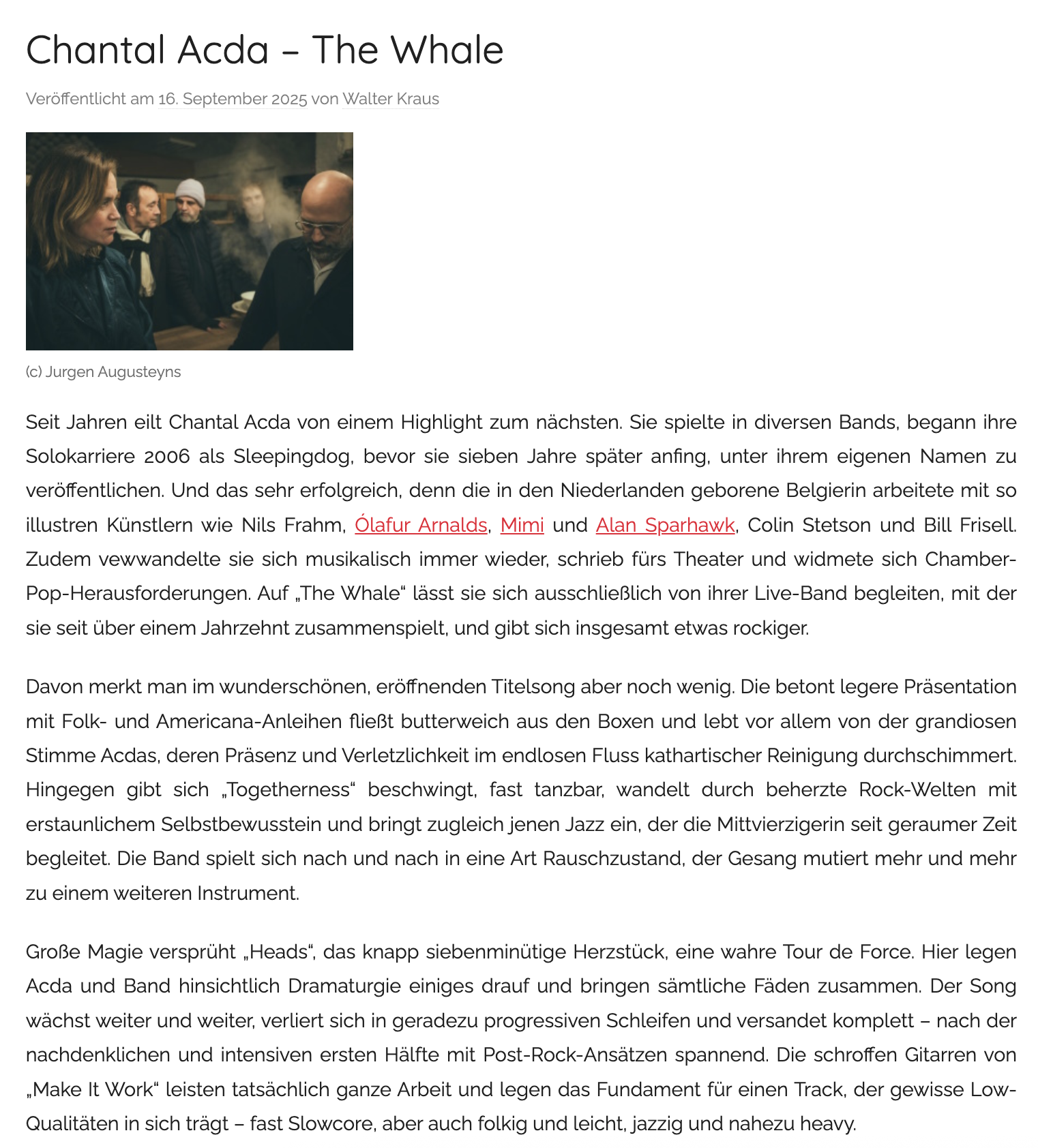 Beatblogger album review Chantal Acda The Whale