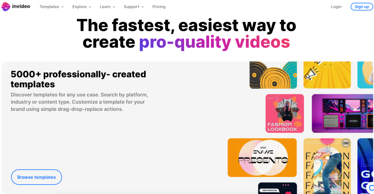 invideo website - ai video editor