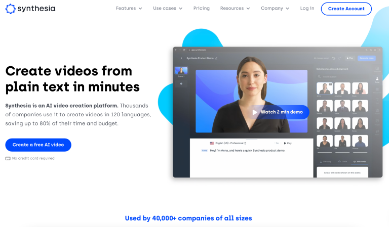 synthesia website - ai video maker, ai avatar