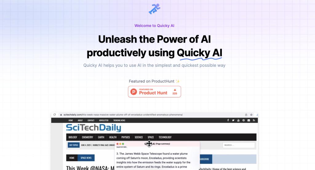 Quicky AI tool for productivity