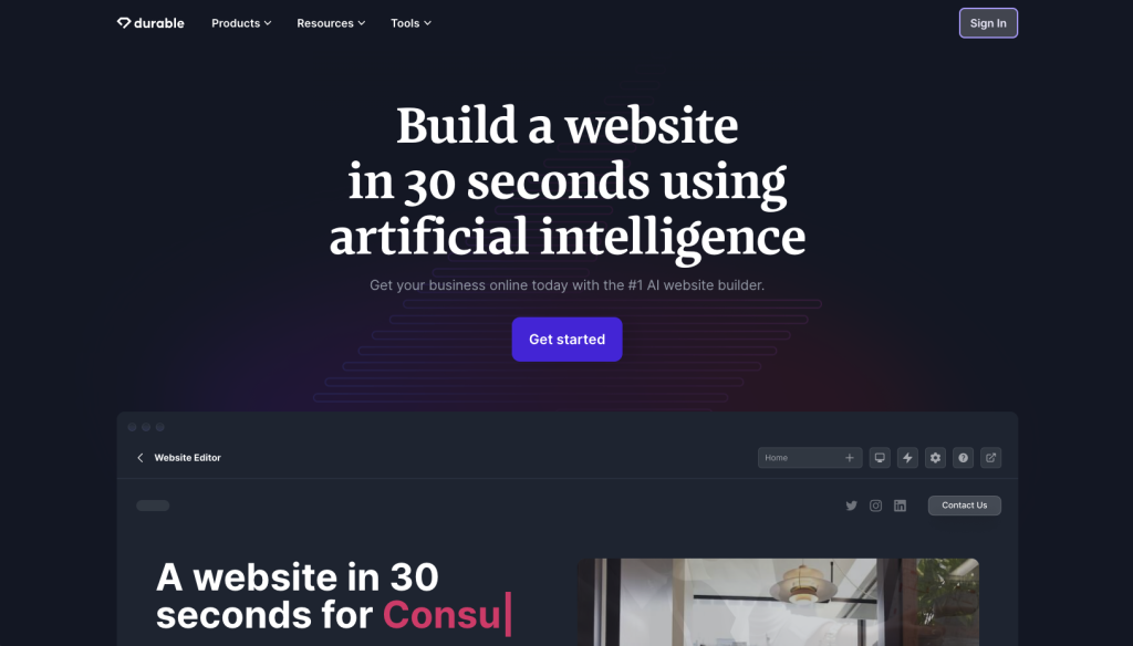 Durable.co AI website builder - insidr.ai