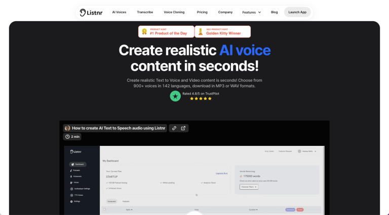 Listnr AI text to speech generator - insidr.ai