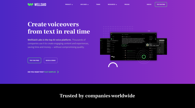 WellSaid Labs AI text to speech generator - insidr.ai