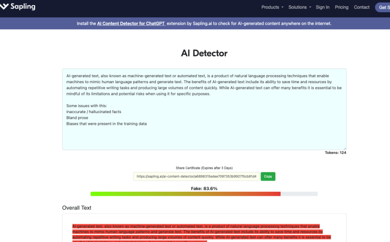 Sapling AI detector - insidr.ai