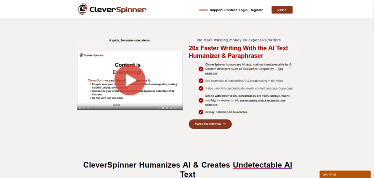 CleverSpinner AI rewriter