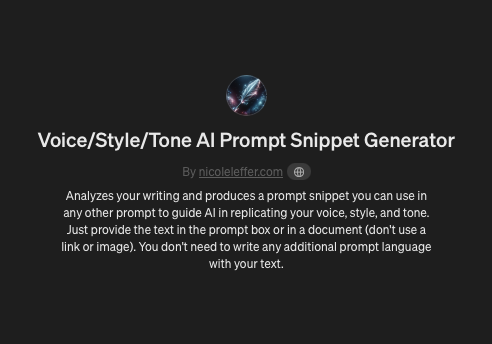 Voice/Style/Tone AI Prompt Snippet Generator