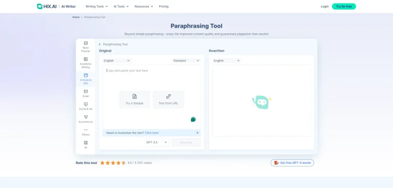 HIX AI AI Paraphrasing