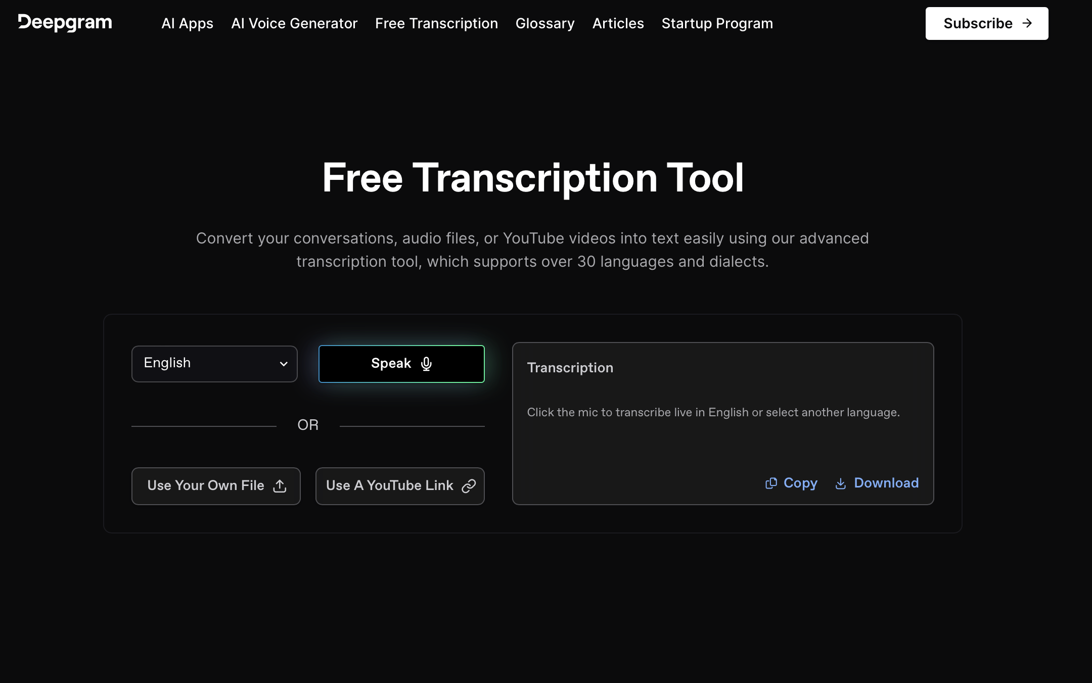 Deepgram’s Transcription Tool