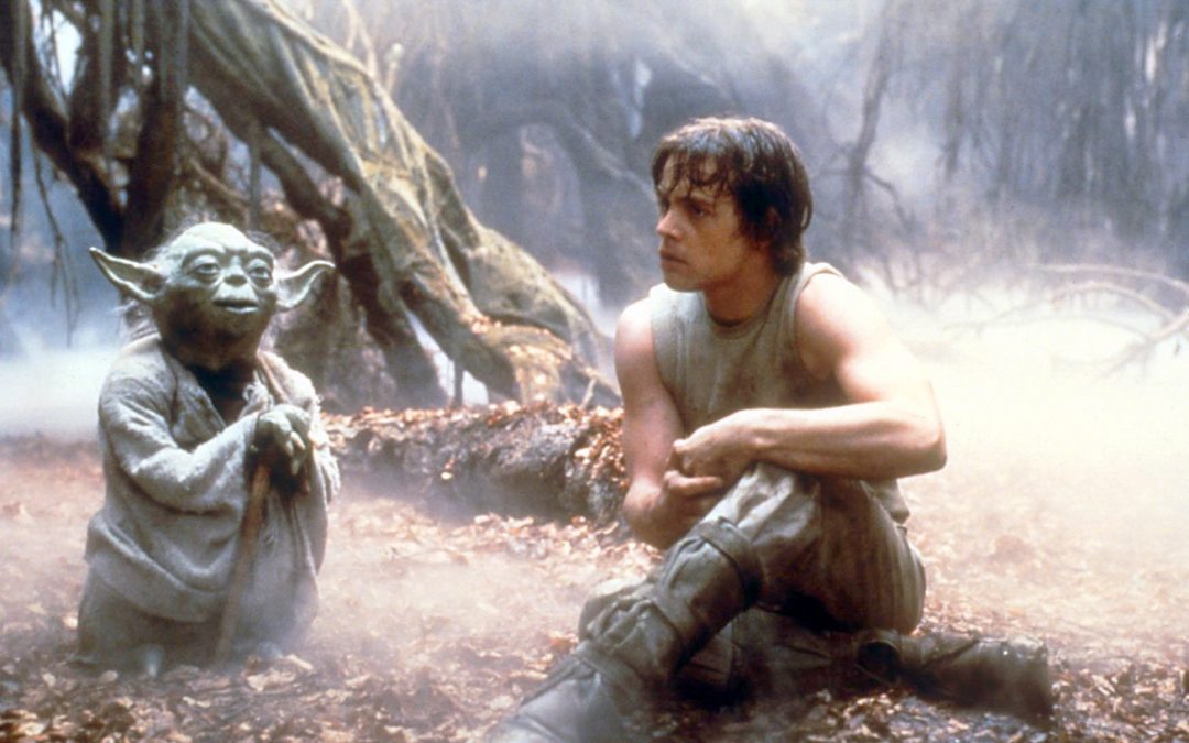 Yoda and Luke Skywalker in The Empire Strikes Back.