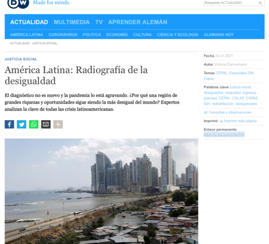 Deutsche Welle entrevista a Stefan Peters sobre desigualdad en América Latina