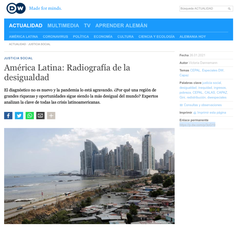 Deutsche Welle entrevista a Stefan Peters sobre desigualdad en América Latina