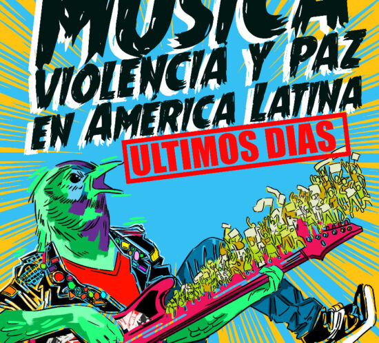 Afiche o flyer promocional del curso virtual ECV CAPAZ sobre música, violencia y paz en América Latina de la Universidad del Rosario