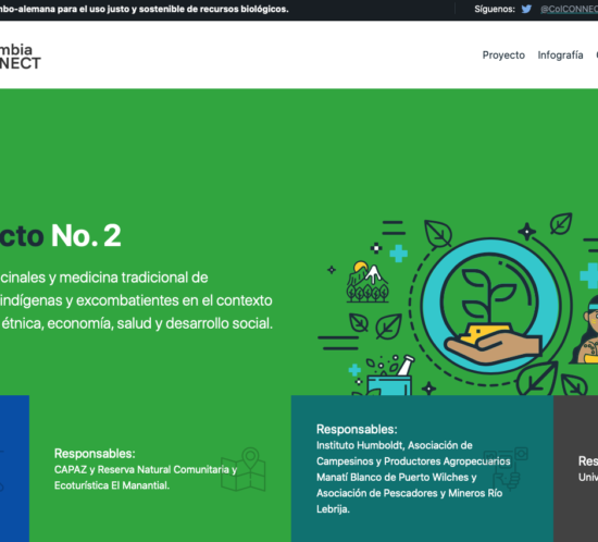 Captura de pantalla de la página de inicio o homepage de la página web de Colombia Connect
