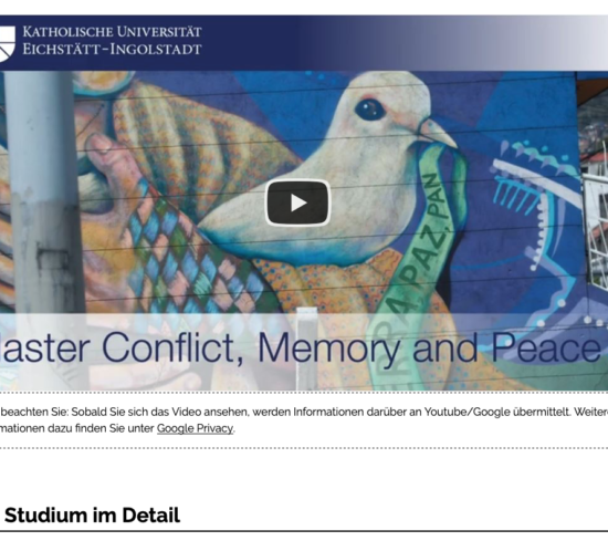 Homepage maestría con doble titulación de la Universidad del Rosario y la KU Eichstätt-Ingolstadt en conflicto, memoria y paz