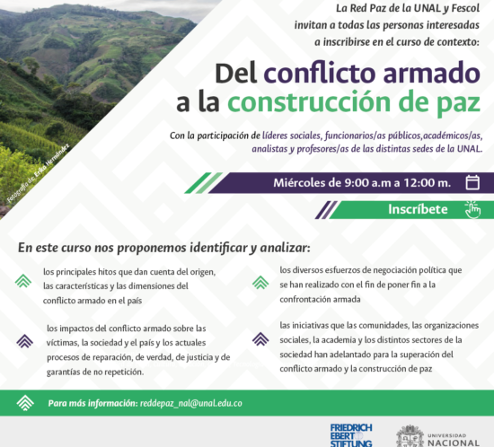 Flyer evento Fescol y Universidad Nacional de Colombia Red Paz