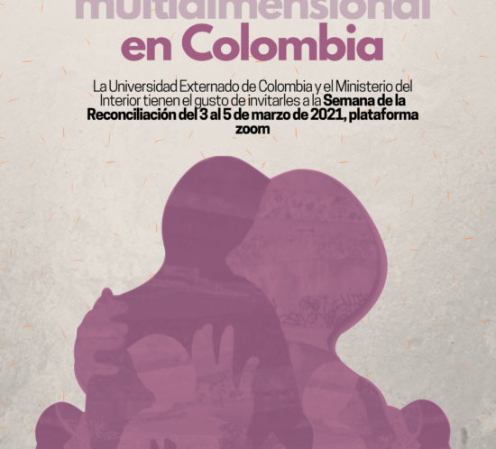 Flyer pieza promocional de la semana de la reconciliación en la universidad externado de Colombia organizada con el Ministerio del interior.