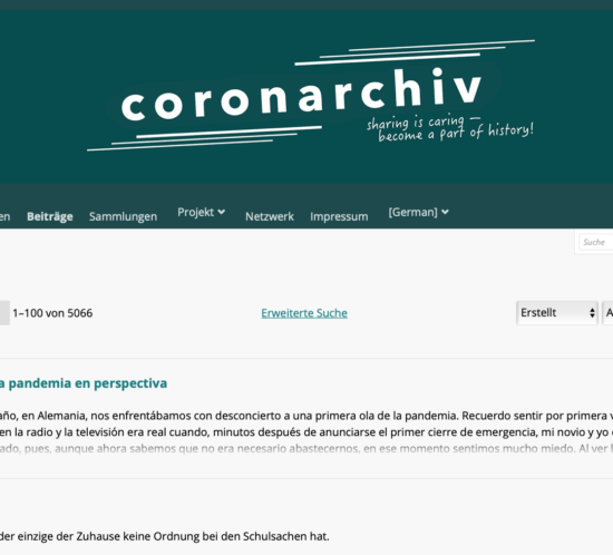 El archivo del coronavirus o Coronarchivo es un proyecto de las universidades de Bochum, Giessen y Hamburgo, para recopilar las memorias personales durante la pandemia por covid.