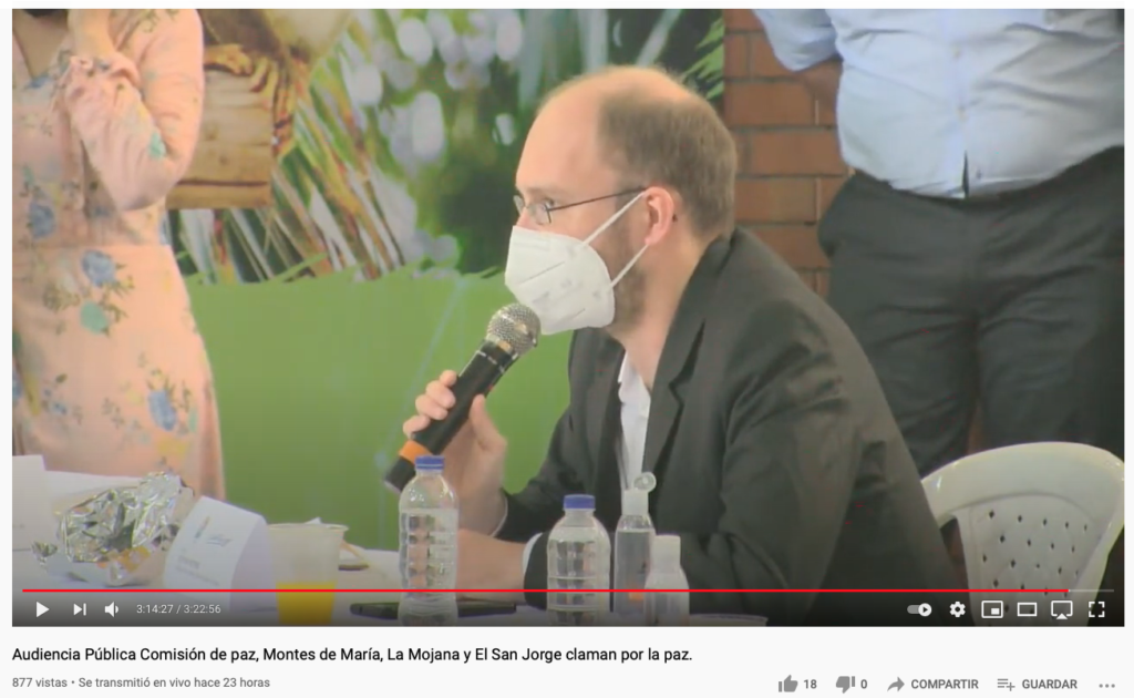 Director de CAPAZ fue invitado como voz internacional a la audiencia pública de la comisión de paz del senado de la república que tuvo lugar en Sucre.