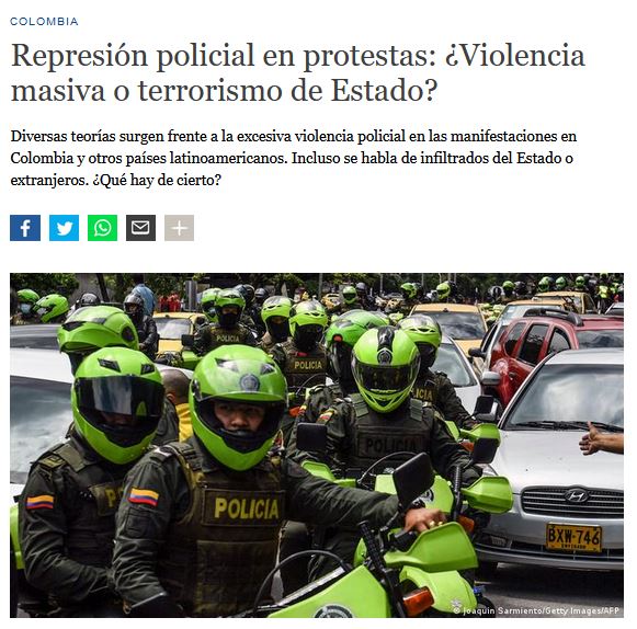Durante las recientes protestas en Colombia se han evidenciado acciones de violencia excesiva por parte de la fuerza pública en contra de los manifestantes.