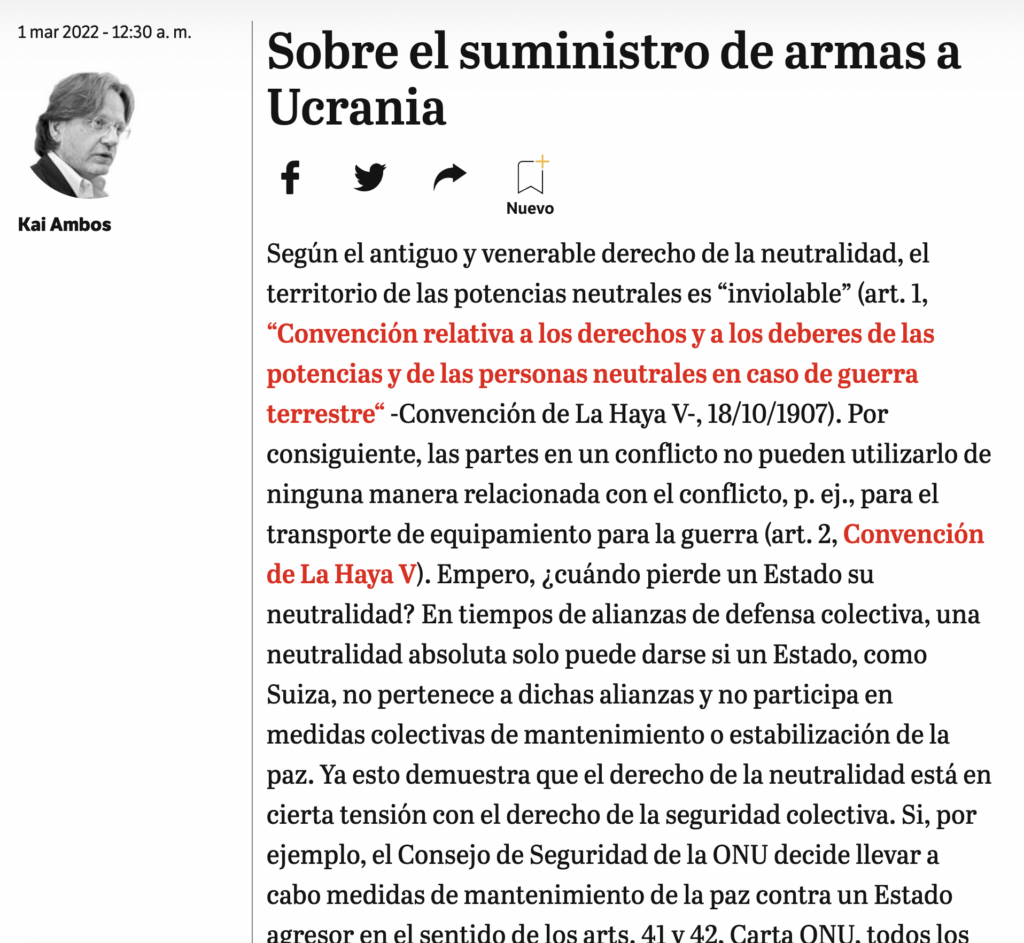 Kai Ambos columna El Espectador sobre conflicto en Ucrania