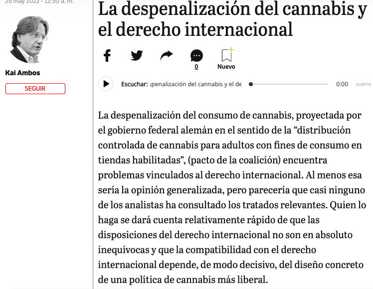 Columna Kai Ambos El Espectador Regulación Cannabis