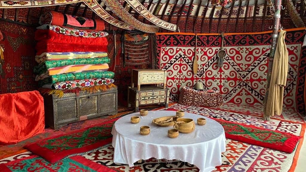 Historical artifacts in a Kazakh museum