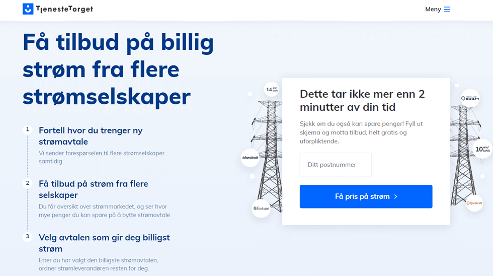 Spare penger på strøm Tjenestetorget. 