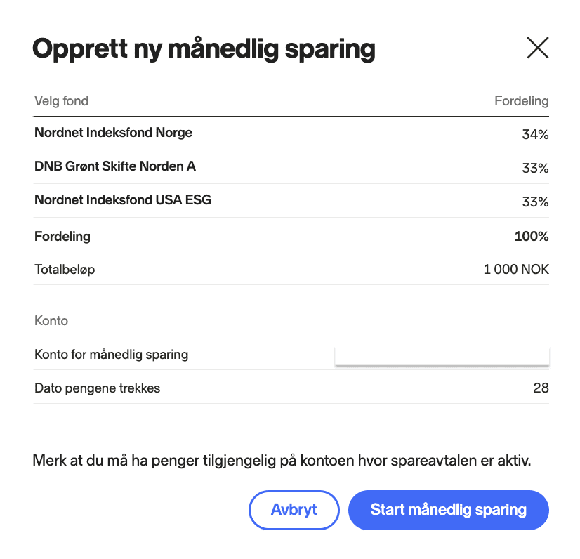 Månedlig fondssparing