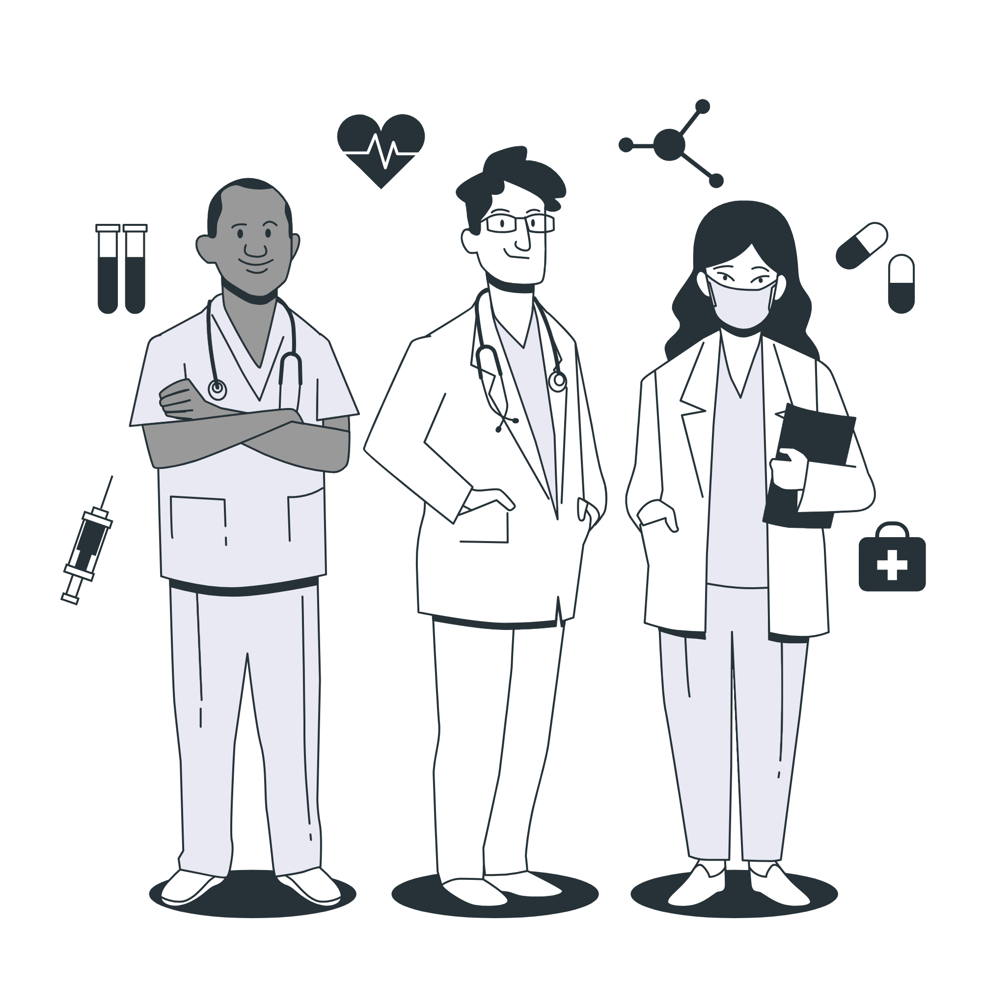 Image illustrating home care services: Depicts personalized support provided social worker, doctor and caretaker within the comfort of one's home, promoting independence and well-being