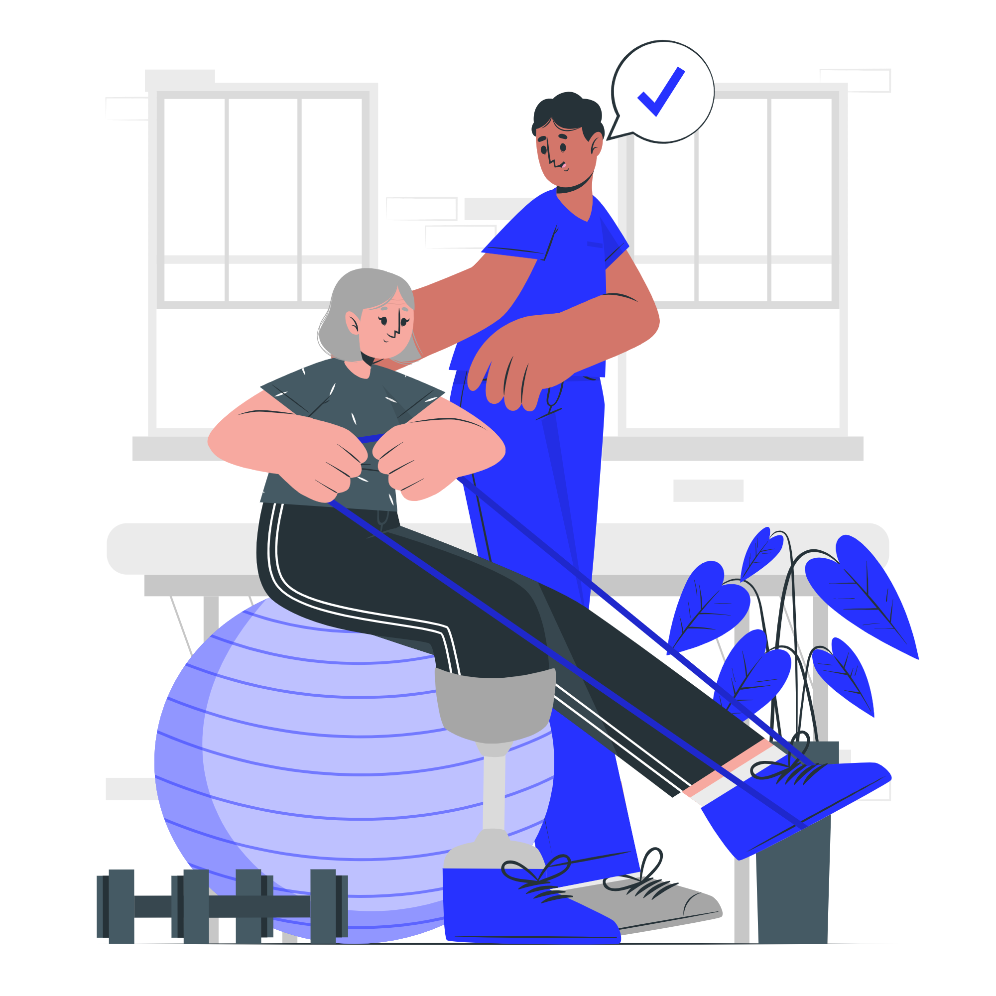 Image representing companionship services: Depicts individuals engaged in physical therapy interaction and support, fostering companionship and emotional well-being.