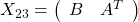 X_{23}=\left(\begin{array}{cc}B&A^T\end{array}\right)