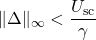 \|\Delta\|_\infty<\dfrac{U_\mathrm{sc}}{\gamma}