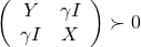 \[\left(\begin{array}{cc}Y&\gamma I\\ \gamma I&X\end{array}\right)\succ0\]